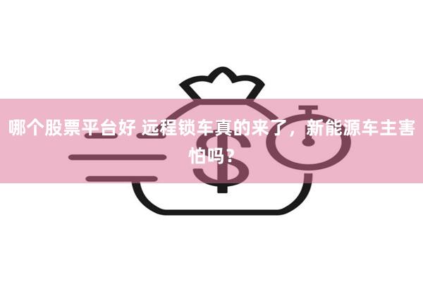 哪个股票平台好 远程锁车真的来了，新能源车主害怕吗？