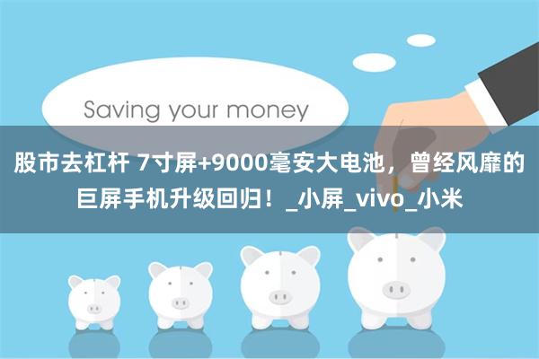 股市去杠杆 7寸屏+9000毫安大电池，曾经风靡的巨屏手机升级回归！_小屏_vivo_小米