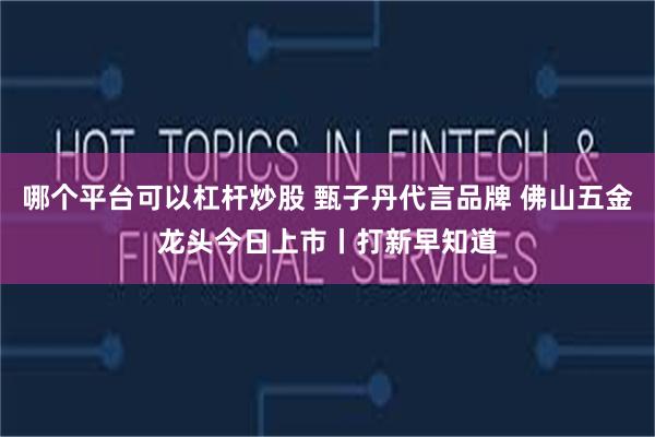 哪个平台可以杠杆炒股 甄子丹代言品牌 佛山五金龙头今日上市丨打新早知道