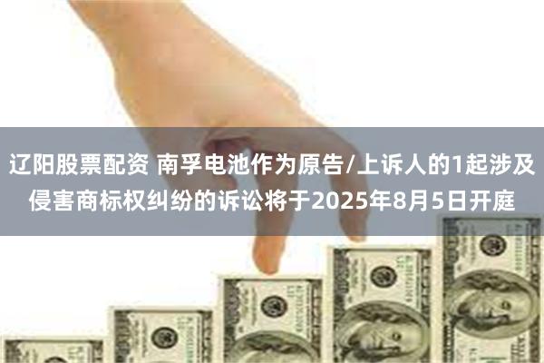 辽阳股票配资 南孚电池作为原告/上诉人的1起涉及侵害商标权纠纷的诉讼将于2025年8月5日开庭